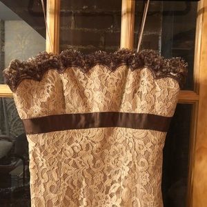 BADGLEY MISCHKA strapless lace dress, size 6